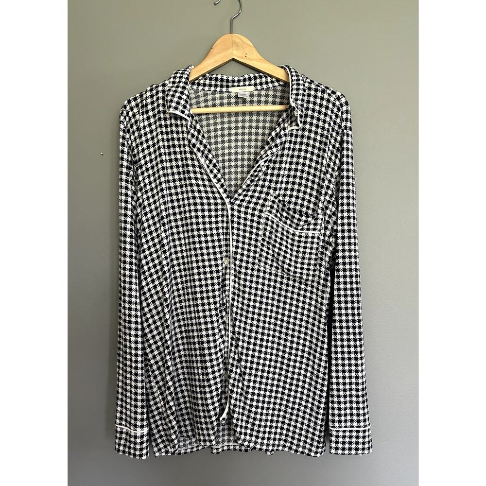 Eberjey Women's Black White Pajama Shirt - Medium